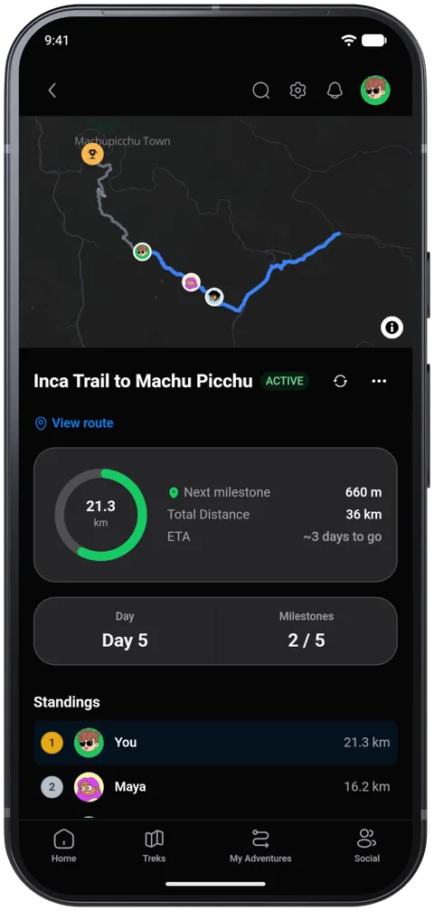 reTrek on Android: A race on the Inca Trail, with standings