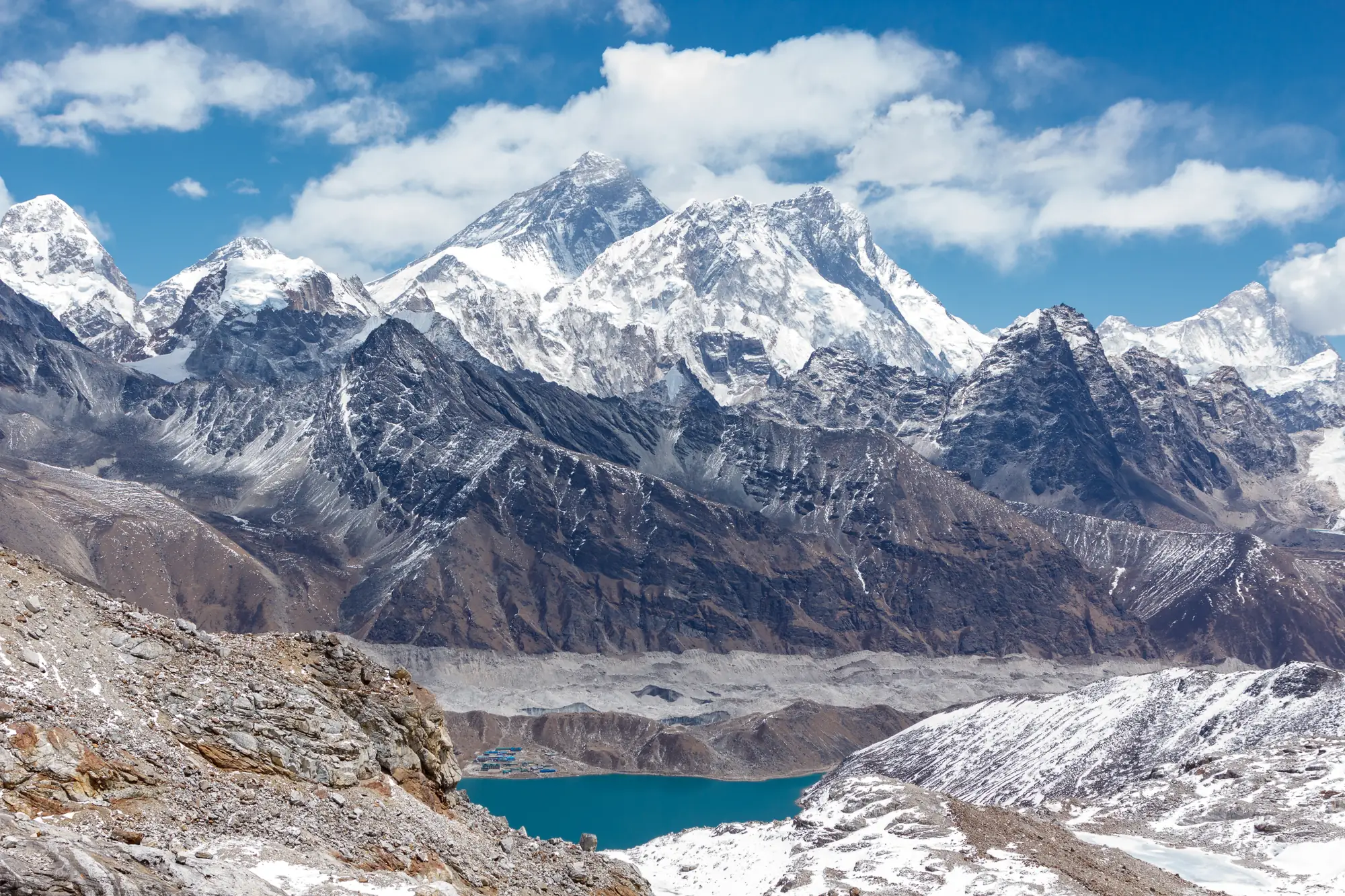 Mount Everest massif viewed from the trail