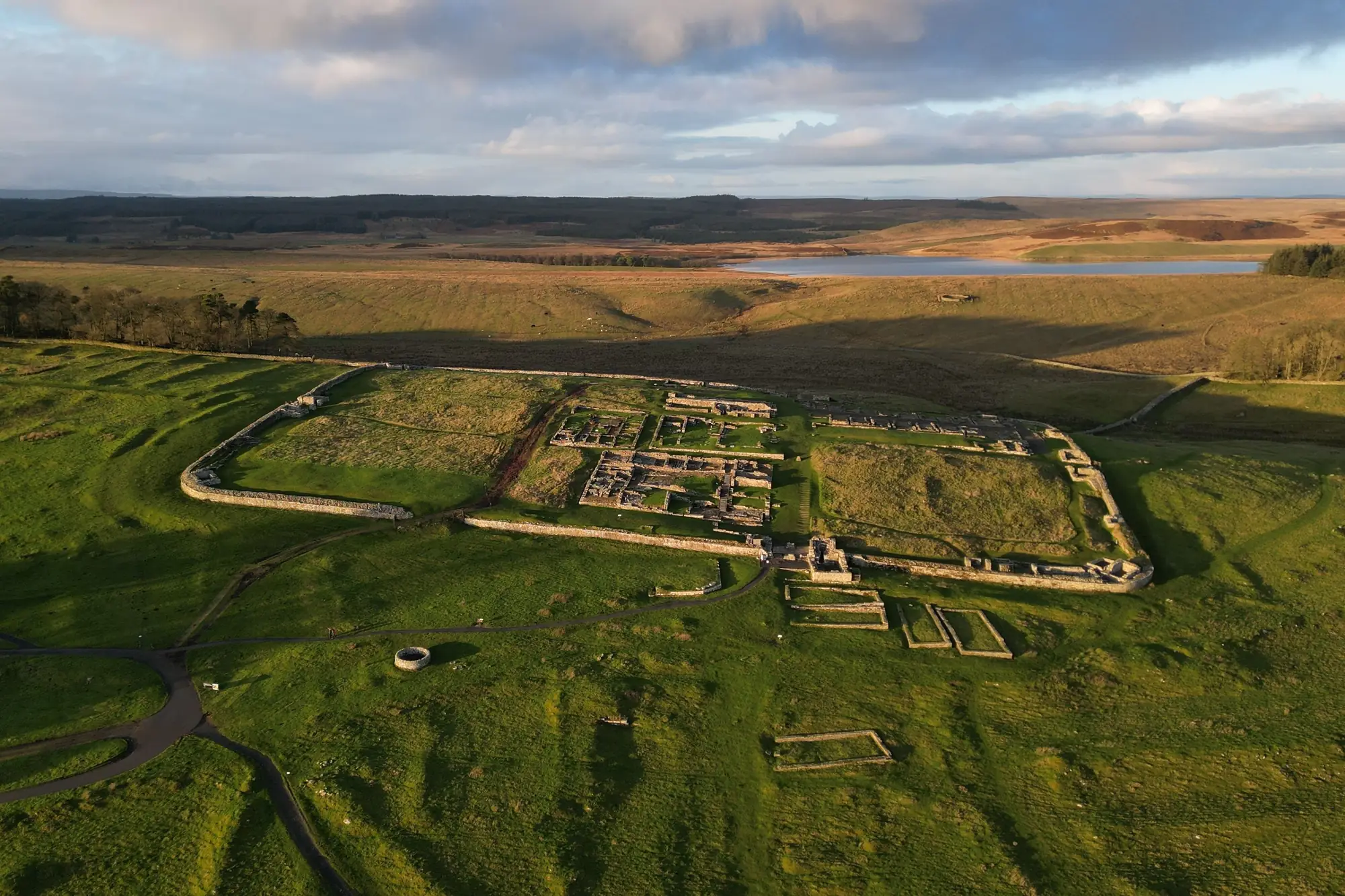 Roman fort ruins along Hadrian's Wall Path