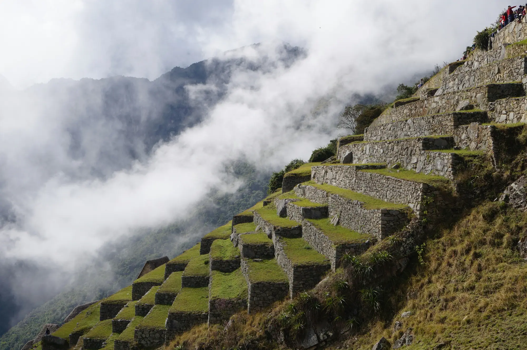Inca stone terraces in mountain valley
