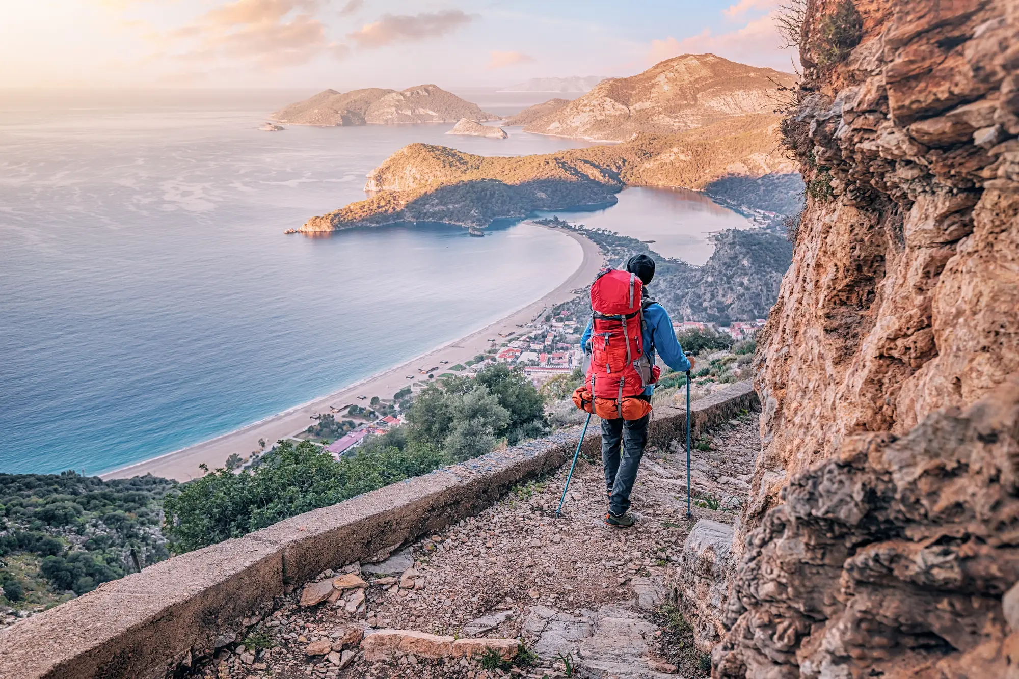 A view of Mediterranean seaside from the path on the cliff
