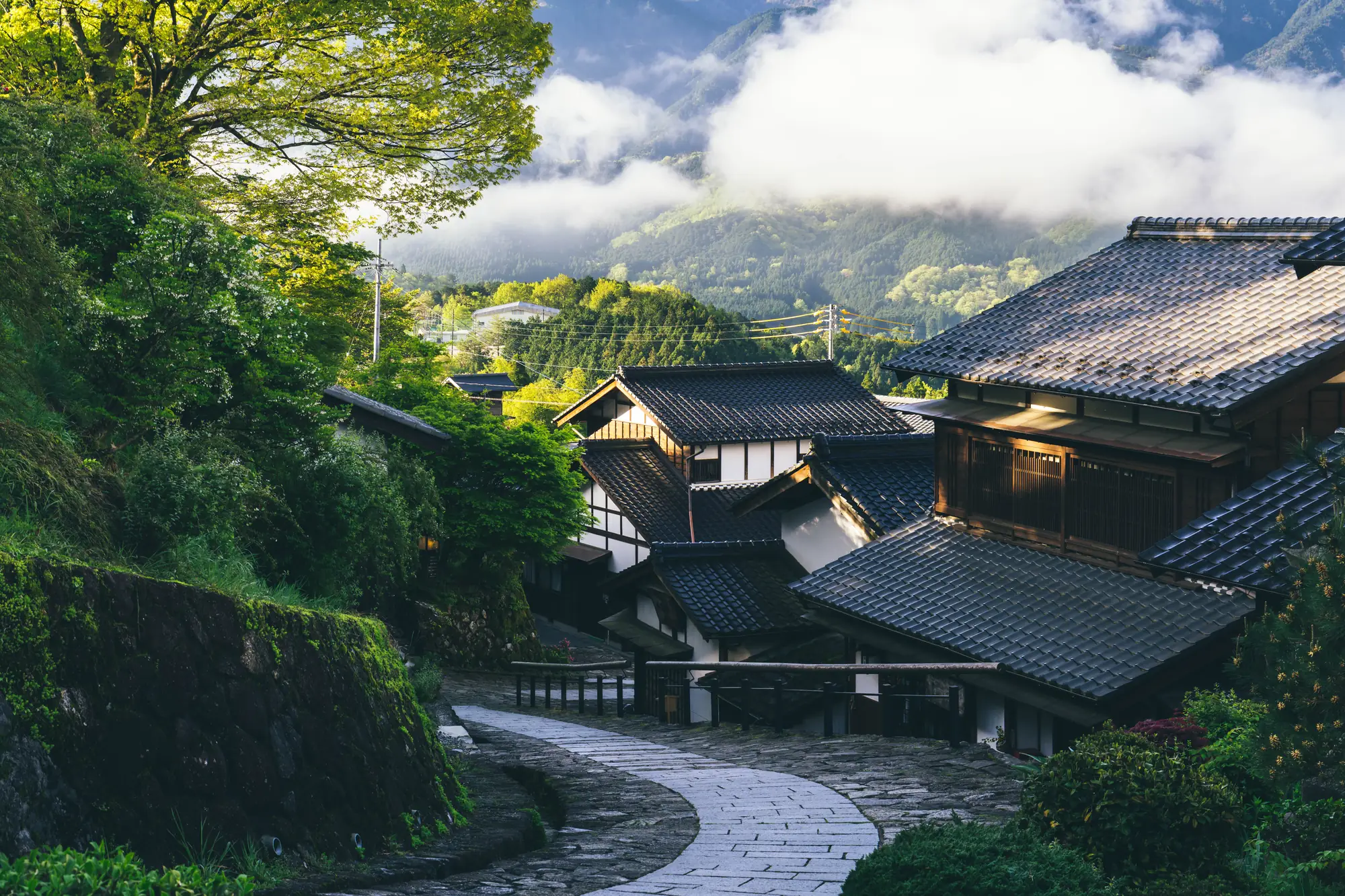 Traditional wooden post town with latticed facades
